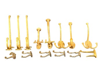 MISCELLANEOUS GROUP of BRASS & IRON HAT/COAT HOOKS