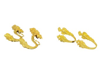 (2) PAIRS (19th c) FRENCH ORMOLU CURTAIN TIEBACKS