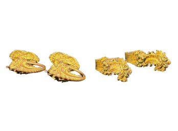 (19th c) FRENCH ORMOLU & BRASS CURTAIN TIEBACKS