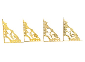 (4) AESTHETIC MOVEMENT BRASS BRACKETS