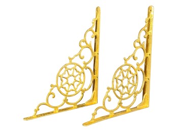PAIR of VICTORIAN PIERCED BRASS BRACKETS