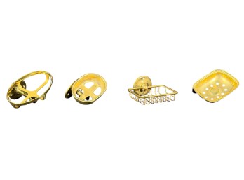 (4) 1900s BRASS WALL MOUNTED SOAP/SPONGE DISHES