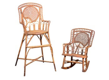 (2) HEYWOOD-WAKEFIELD REED CHAIR CO. CHILDS CHAIR