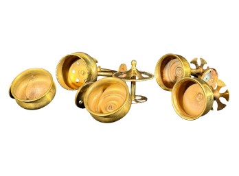 (6) 1900s BRASS CUP/TOOTHBRUSH HOLDERS