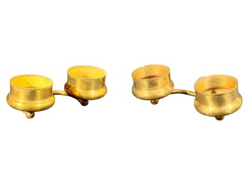 (2) 1900s DOUBLE BRASS CUP HOLDERS