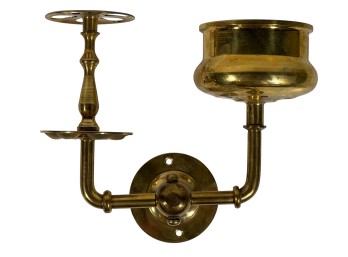 1900s HEAVY BRASS TOOTHBRUSH & CUP HOLDER