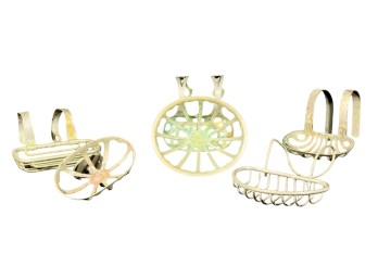 (4) 1900s NICKEL PLATED TUBSIDE SOAP/SPONGE DISHES