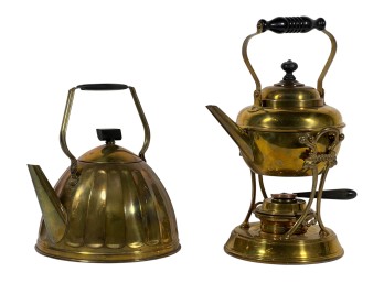 ART DECO BRASS KETTLE & BRASS KETTLE on STAND