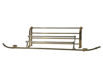 (2) NICE ANTIQUE BRASS TOWEL RACKS - (1) NICKEL