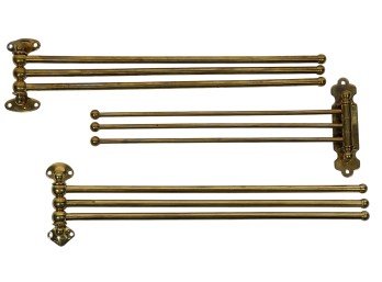 (3) ANTIQUE BRASS SWING ARM TOWEL RACKS
