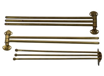 (3) ANTIQUE BRASS SWING ARM TOWEL RACKS