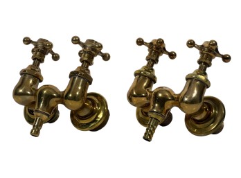 (2) PECK BROS BRASS & PORCELAIN FAUCET CONTROLS