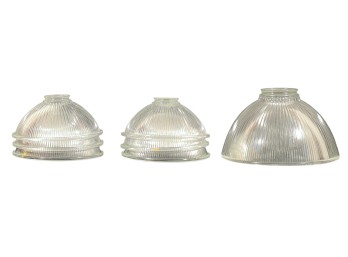 (7) ART DECO FLUTED GLASS LIGHT FIXTURE SHADES