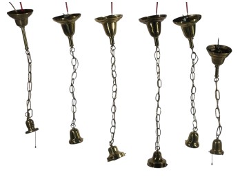 (6) EARLY (20th c) HANGING BRASS LIGHT FIXTURES
