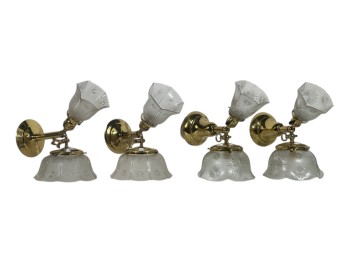 (2) PR. (19th c) BRASS GAS & ELECTRIC WALL SCONCES