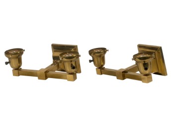 PAIR of ARTS & CRAFTS (2) LIGHT BRASS WALL SCONCES