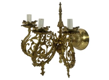ROCOCO REVIVAL (3) LIGHT BRASS WALL SCONCE