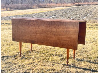 D.R. DIMES TIGER MAPLE DROP LEAF TABLE