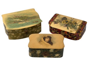 (3) DECOUPAGE VANITY SET BOXES