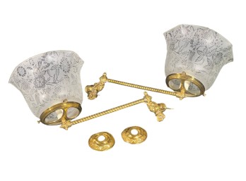 PAIR of VICTORIAN GAS POWERED BRASS SWIVEL SCONCES
