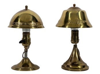 (2) 1920s ADJUSTABLE BRASS PIN-UP LAMPS