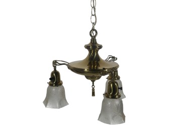 (3) LIGHT EDWARDIAN BRASS PAN CEILING FIXTURE