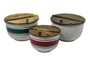 (3) EARLY (20th c) COVERED CERAMIC SUGAR BOWLS