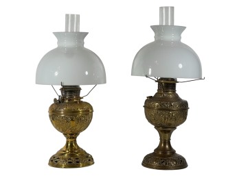 (2) VICTORIAN BRASS OIL LAMPS