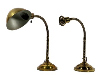 PAIR of ART DECO BRASS GOOSENECK LAMPS