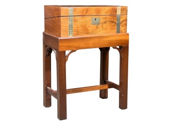 BRASS BOUND ROSEWOOD LAP DESK on STAND