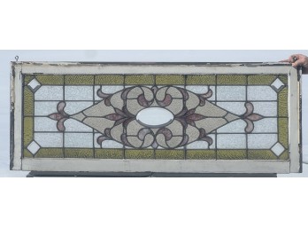 EARLY (20th c) STAINED & LEADED GLASS WINDOW