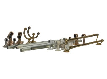 GROUP EARLY (20th c) BRASS & GLASS TOWEL RACKS