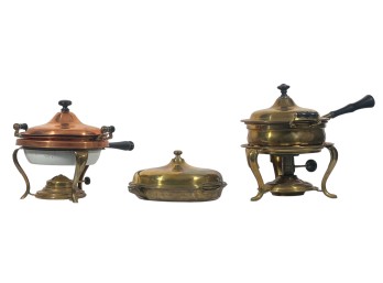 EARLY (20th c) BRASS & COPPER SERVERS on STANDS