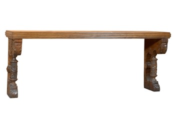 ARCHITECTURAL VICTORIAN CARVED OAK SHELF