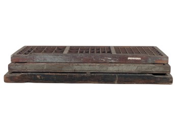 (3) EARLY (20th c) PAINTED TYPESET CABINET DRAWERS