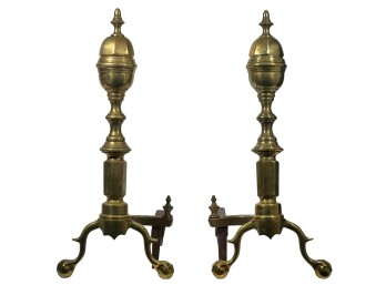 PR of BRASS LEMON TOP ANDIRONS on BALL & CLAW FEET