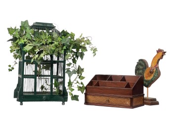 DECORATIVE ROOSTER, BIRDHOUSE, & DESK ORGANIZER