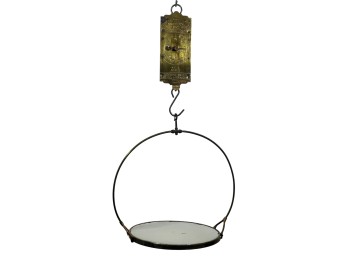 PURINA COW CHOW BRASS & IRON (30) LB MILK SCALE