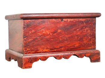 MINIATURE (19th c) GRAIN PAINTED BLANKET CHEST