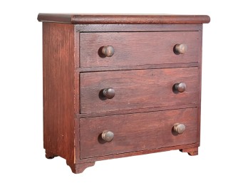 MINIATURE (19th c) CHESTNUT & PINE CHEST