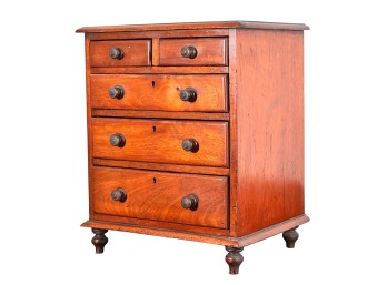 MINIATURE (19th c) MAHOGANY CHEST of DRAWERS