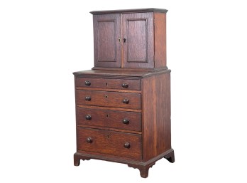 MINIATURE (18th c) OAK CHEST on CHEST
