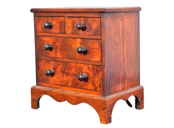 MINIATURE SIGNED (19th c) CHESTNUT CHEST