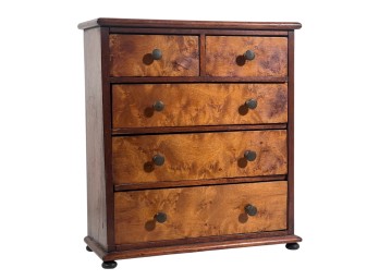 MINIATURE (19th c) BIRDSEYE MAPLE CHEST of DRAWERS