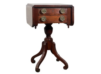 AMERICAN CLASSICAL MAHOGANY (2) DRAWER WORK STAND