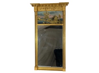 FEDERAL GILT PIER MIRROR with EGLOMISE PANEL