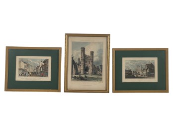Three (19th c) PRINTS of ST. AUGUSTINE MONASTERY