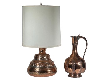 TURKISH/OTTOMAN COPPER EWER & VASE