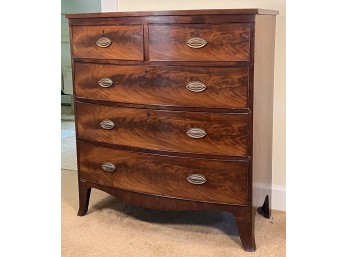 (19th c) ENGLISH MAHOGANY BOW FRONT CHEST