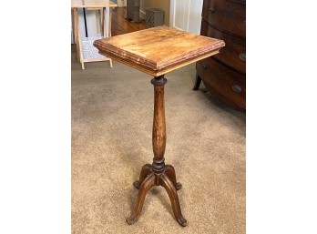 ANTIQUE CARVED PINE CANDLE STAND